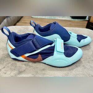 Nike SuperRep Cycling Shoes Men’s Cleats Blue and Teal with Orange Highlights